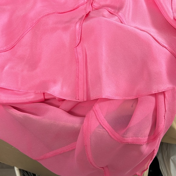 Marian Clayden Pink Chiffon with Silk Lining Maxi body wrapping tank top dress L - Picture 12 of 16
